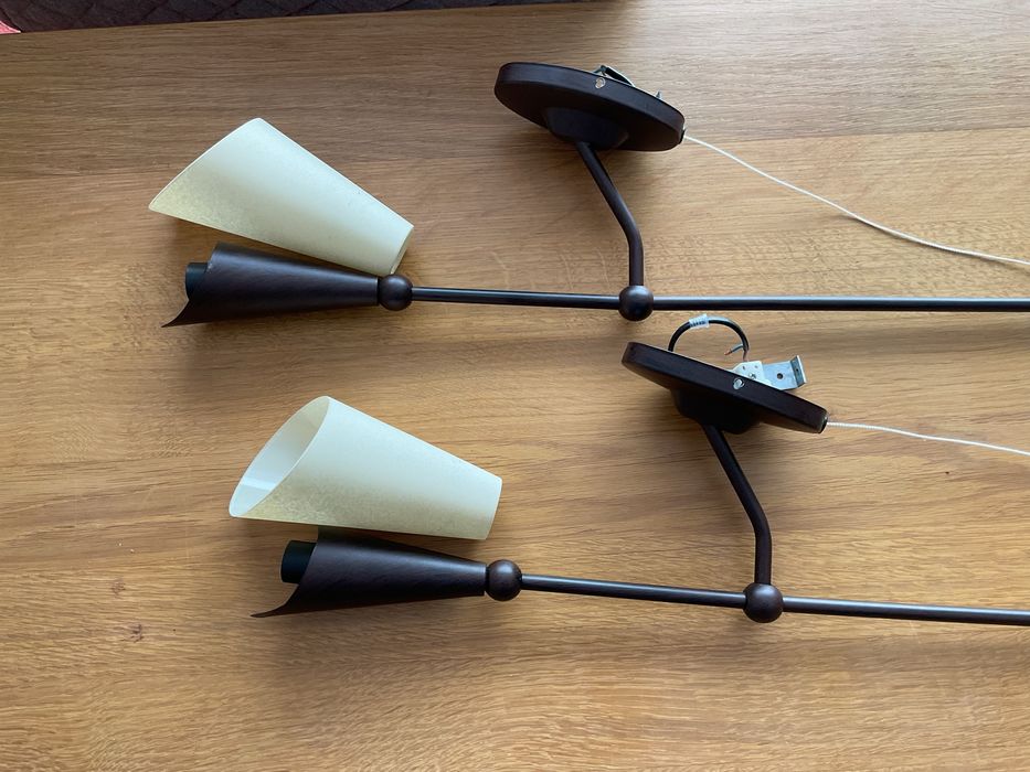 Kinkiety metalowe ze szklanym kloszem (cena za dwie lampy)