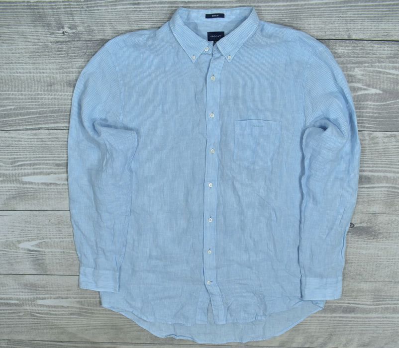 Gant Lniana Koszula Męska W Paski 3Xl