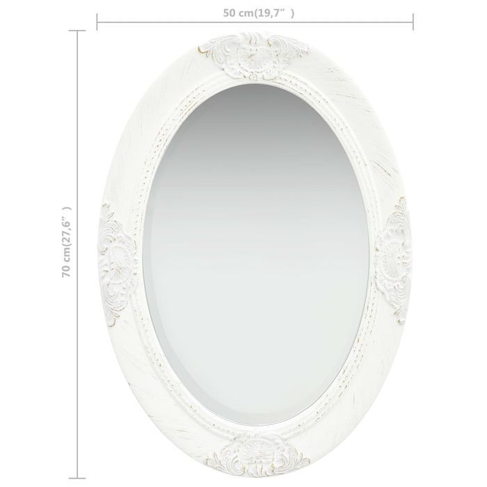 vidaXL Lustro ścienne w stylu barokowym, 50x70 cm, białe