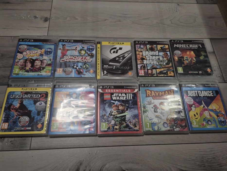PS3 Super Slim zestaw  4 pady, Move, PS Eye, Minecraft, Uncharted