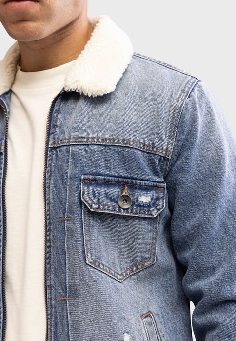 Kurtka jeansowa z przetarciami i kożuchem Redefined Rebel M