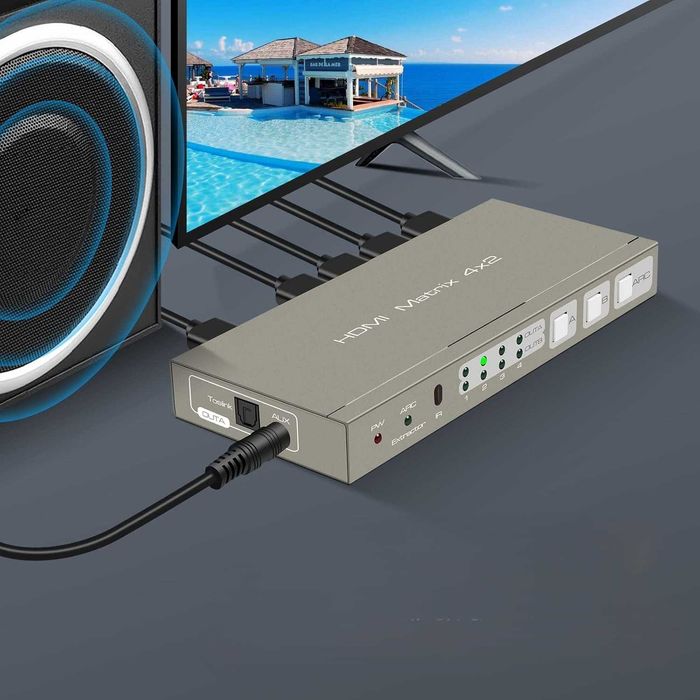 Matryca matrix switch HDMI 4K 60Hz 4x2 Splitter HDMI 2.0b ARC EDID HDR