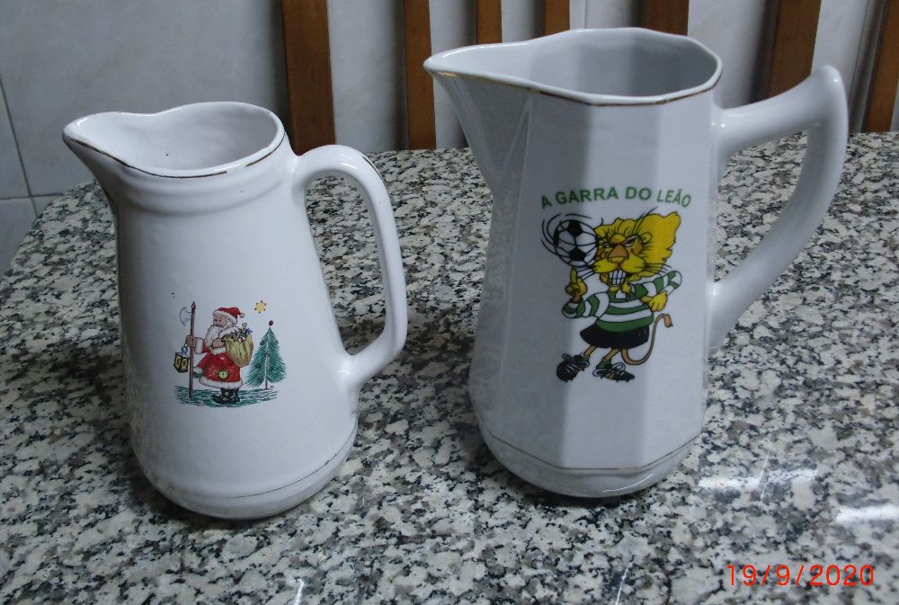 Caneca Jarro enfusas em faiança motivos Sporting e Natal