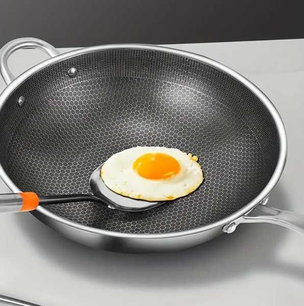 Великий вок з нержавіючої сталі 34, китайська сковорідка 34см вок wok