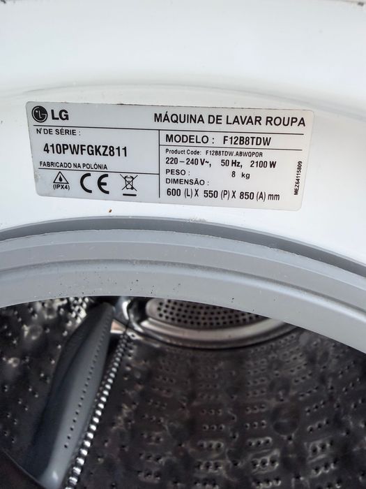 Máquina de Lavar Roupa LG F12B8TDW - Inverter Direct Drive 8kg