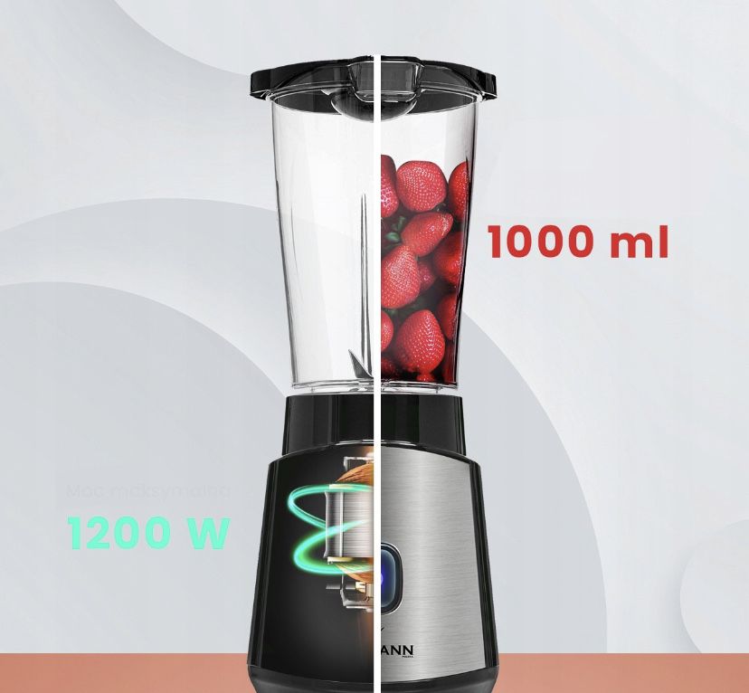 Blender kielichowy do koktajli 2x bidon 1200W