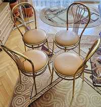 4 krzesła stołowe złote