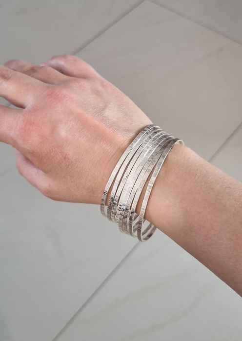 4 srebrne obręcze bransoletka 925