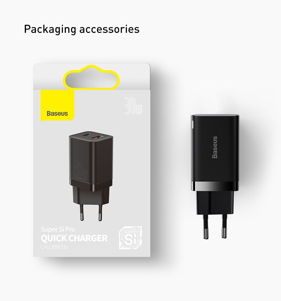 Зарядное 30W BASEUS Super Si Pro адаптер зарядка блок apple samsung