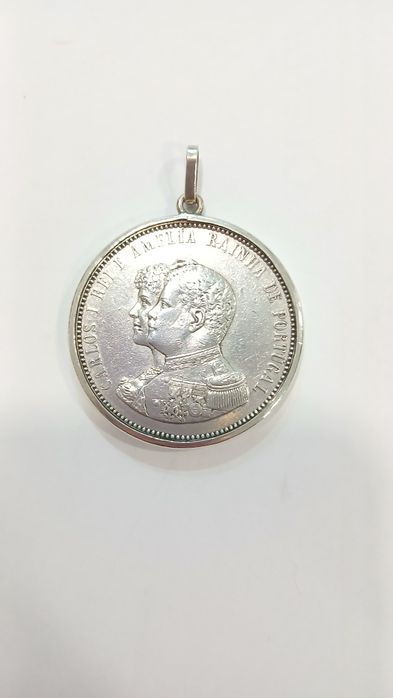 Moeda 1000 reis de Carlos 1 e Amélia rainha.