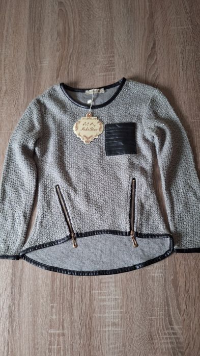 Tunika szara z błyszczącą nitką 110/116