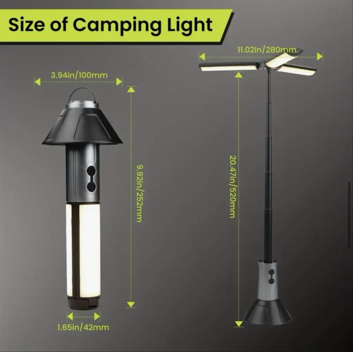 Багатофункціональний портативний LED кемпінговий ліхтар 5в1