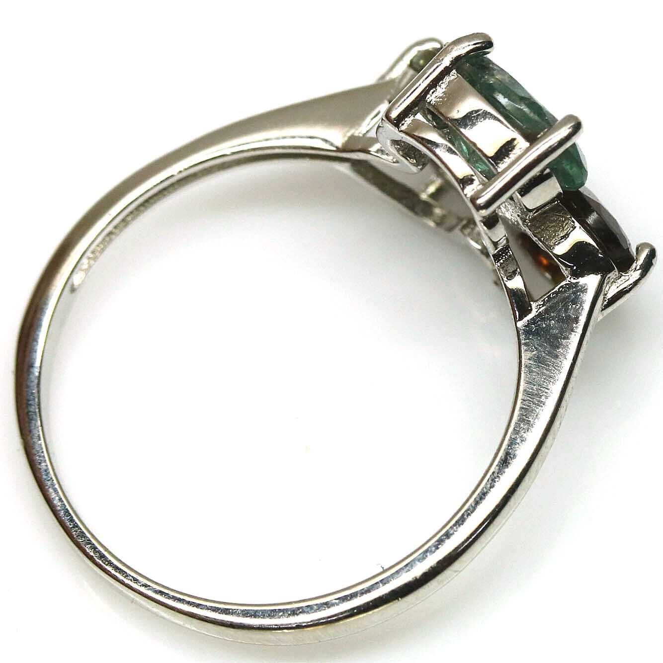 Кольцо с цветным турмалином из серебра 925 пробы. Размер 16.75