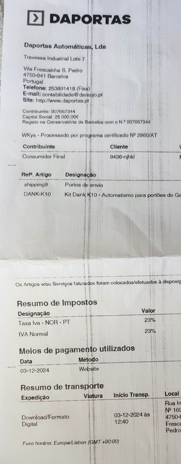Kit Dank K10 Motor com WI-FI | Automatismo Portões de Garagem / NOVO