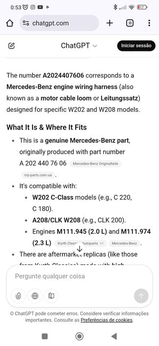 Cablagem Mercedes W202
