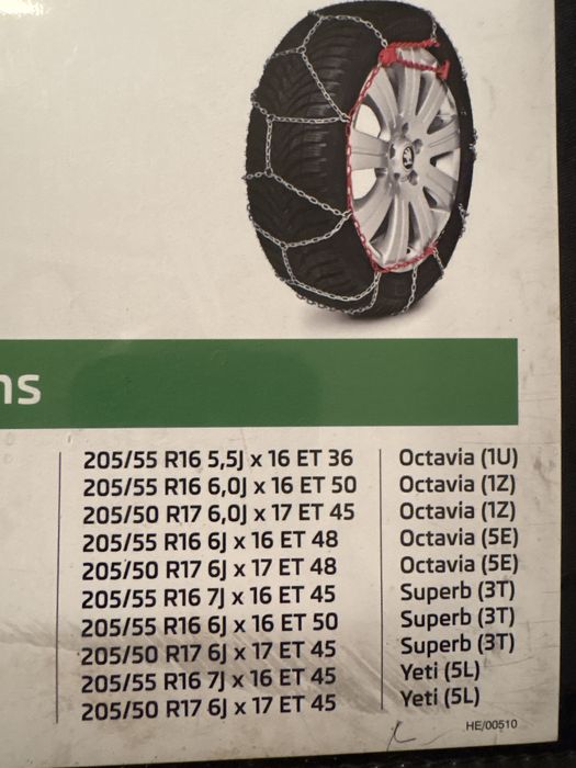 Łańcuchy śniegowe  Skoda Simply Clever