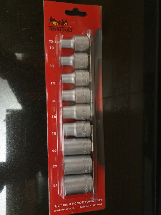 Tengtools Jogo 9 Chaves Caixa 1/2" TORX Exterior TX-E E10-E24