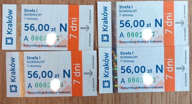 Bilet miejski tygodniowy MPK Kraków I strefa (normalny)
