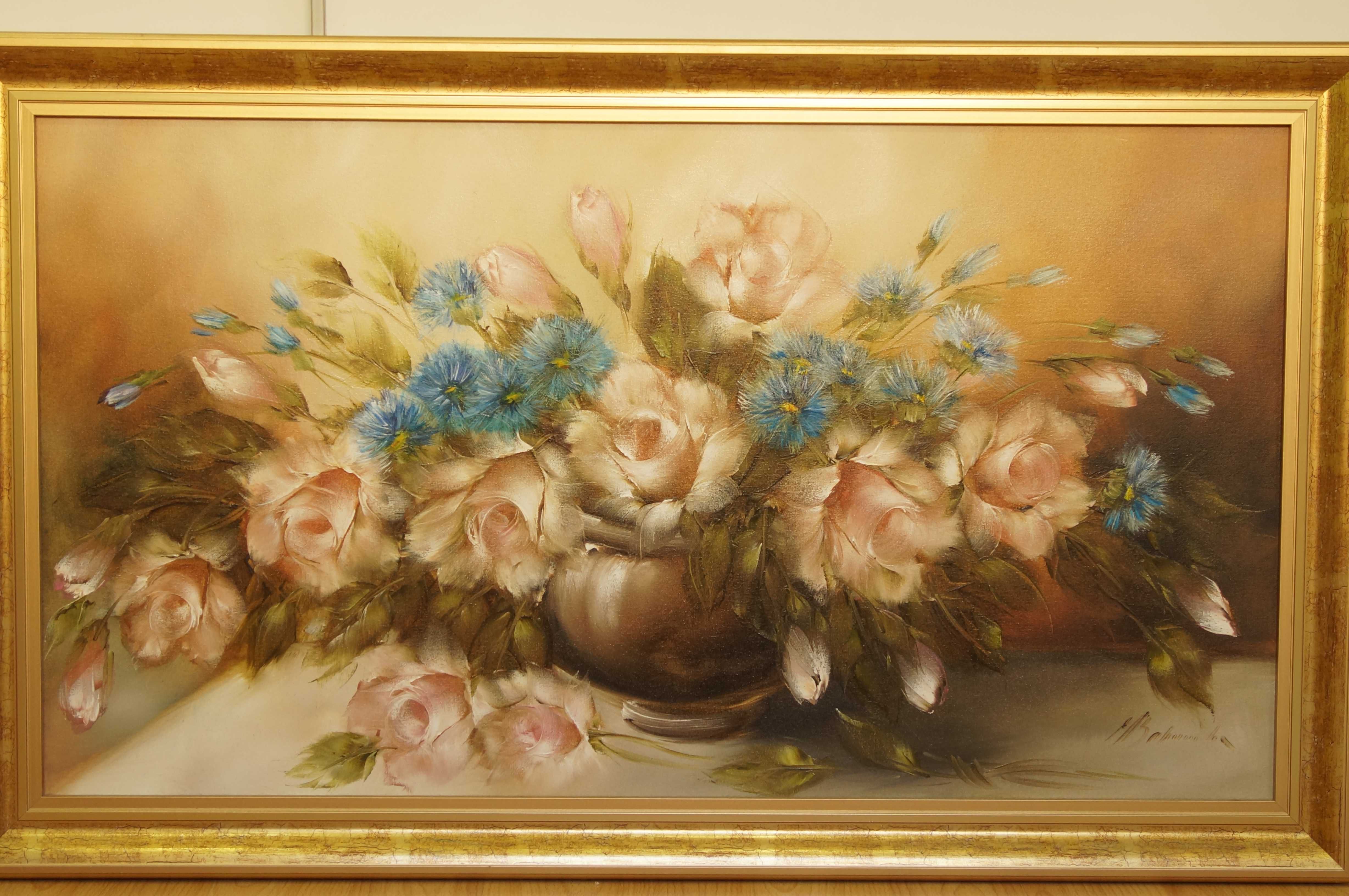 Obraz M. Bobrowska Bukiet kwiatów w wazonie 50x90