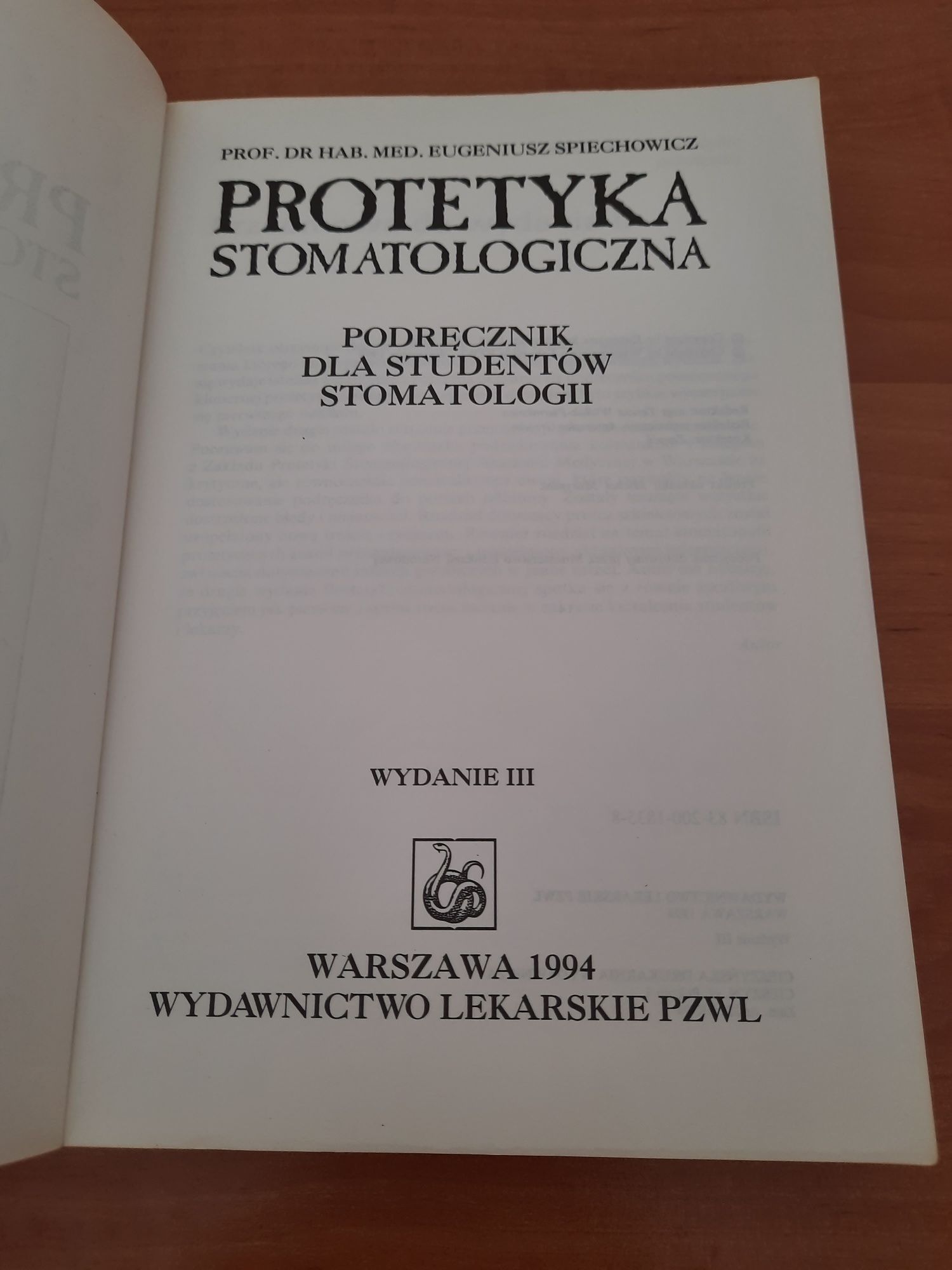 Protetyka stomatologiczna- podrecznik dla studentów stomatologii