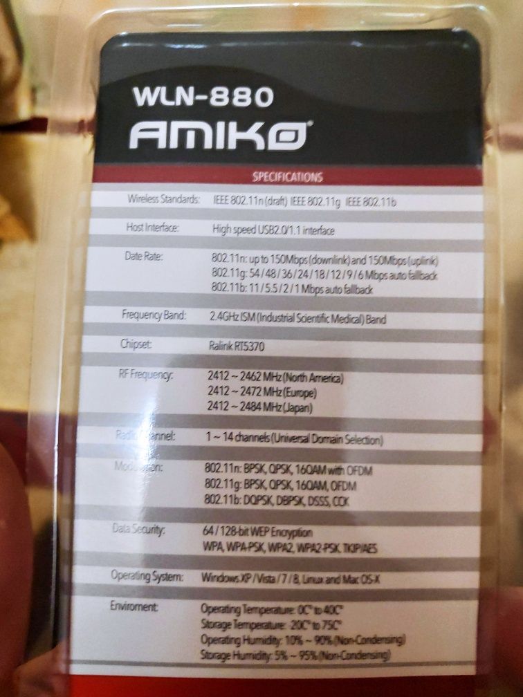 USB WI-FI Адаптер Wi-Fi з чесною антеною Amiko WLN-880