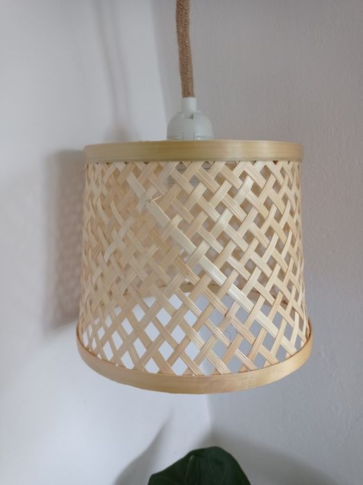 Lampa BOHO, żyrandol, lampka, klosz bambusowy