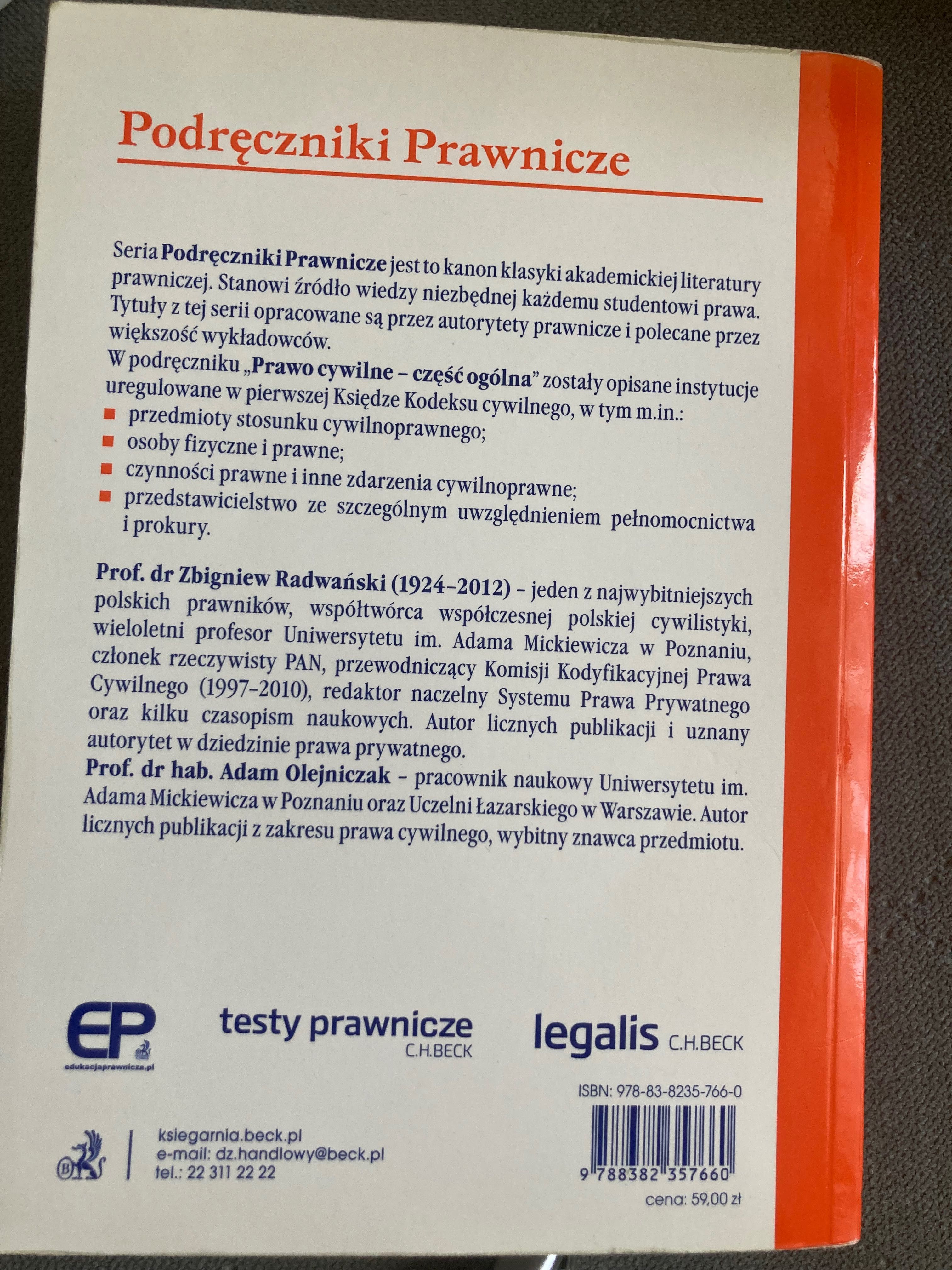Prawo cywilne część ogólna Zbigniew Radwański Adam Olejniczak