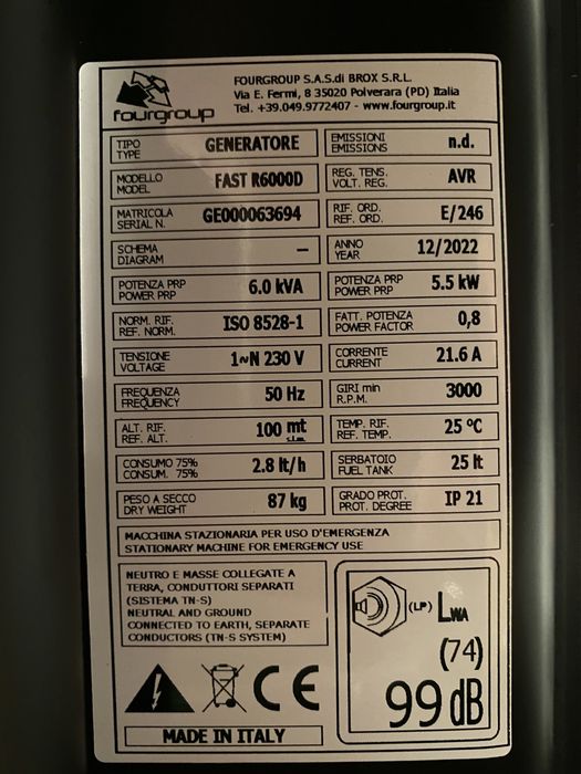 Рамний однофазний генератор RATO R6000D, електростартер