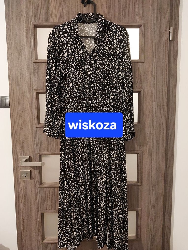 Sukienka midi panterka wiskoza
