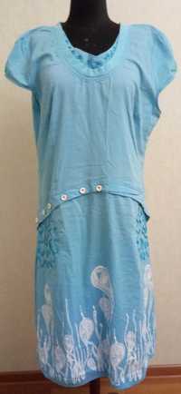 Голубое с белым летнее платье Турция р. 52 (58) б/у