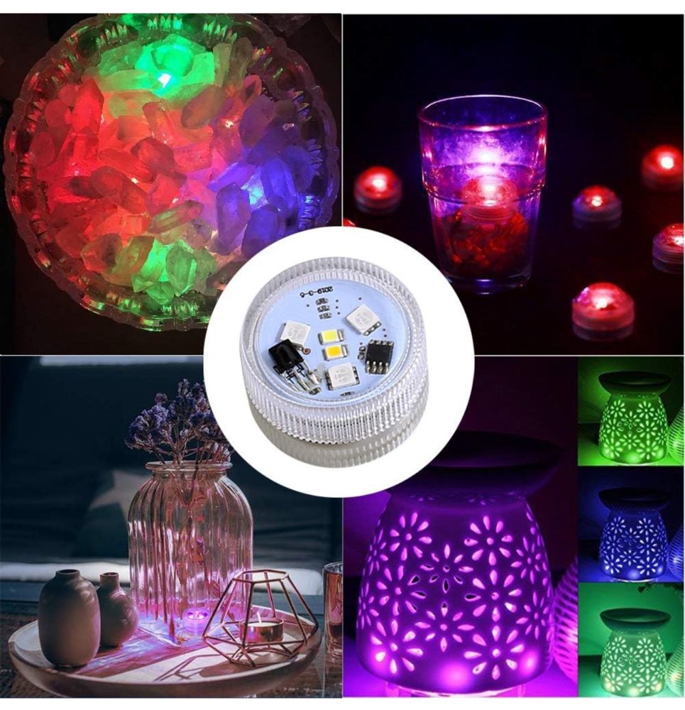 Zanurzalne lampki RGB LED typu tealight, 10 szt.