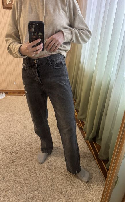 Стильні джинси, only, розмір m, вільного крою, висока посадка, чорні