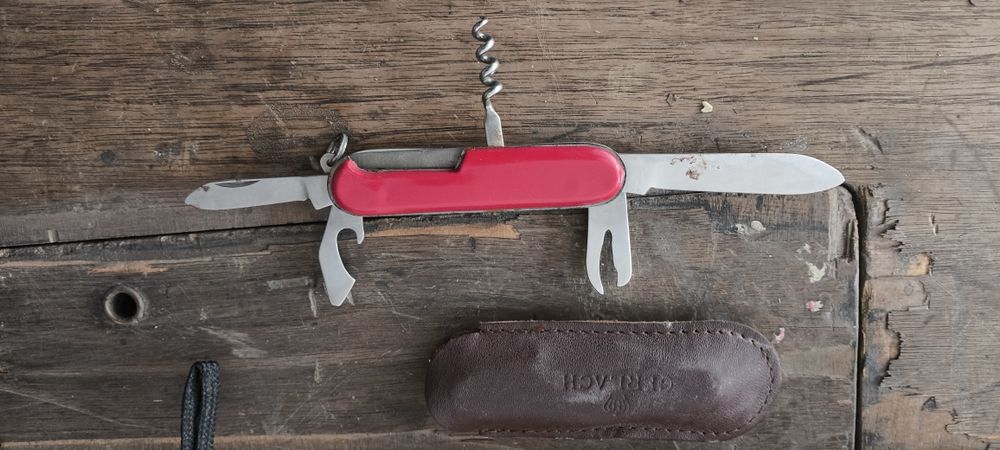 Stary nóż, scyzoryk wielofunkcyjny Gerlach w etui ..vintage .