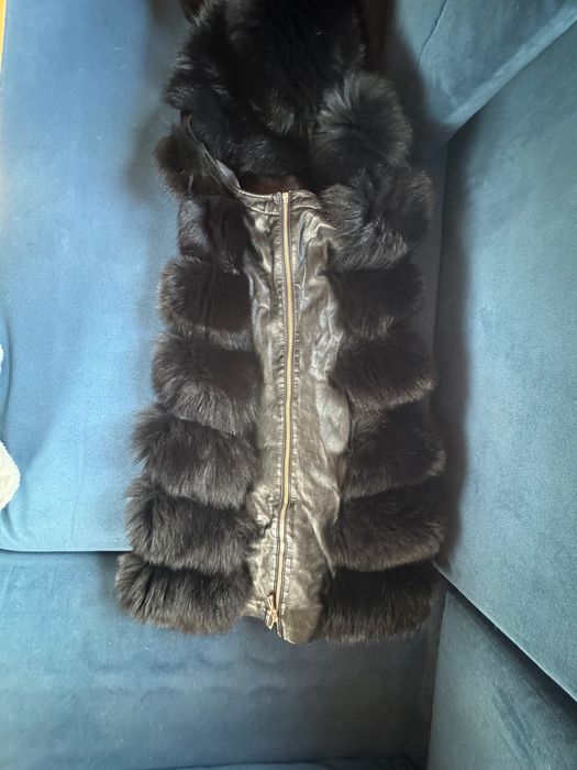 Kurtka skórzana kamizelka z lisem