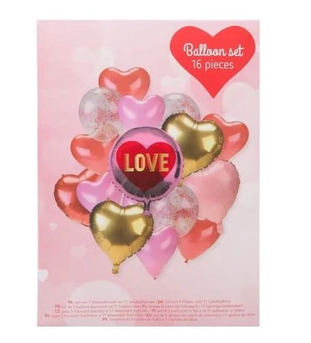 Balony foliowe i lateksowe miłosne serca 16 sztuk wielokolorowe