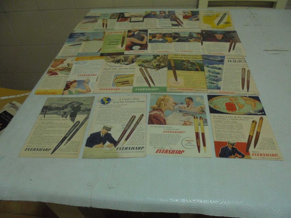 Publicidades de Canetas Eversharp dos anos 40 todas diferentes