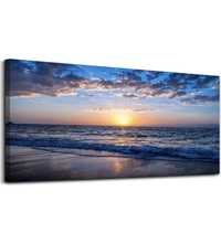Zachód słońca na plaży Płótno ścienne, Duże 100x50 cm