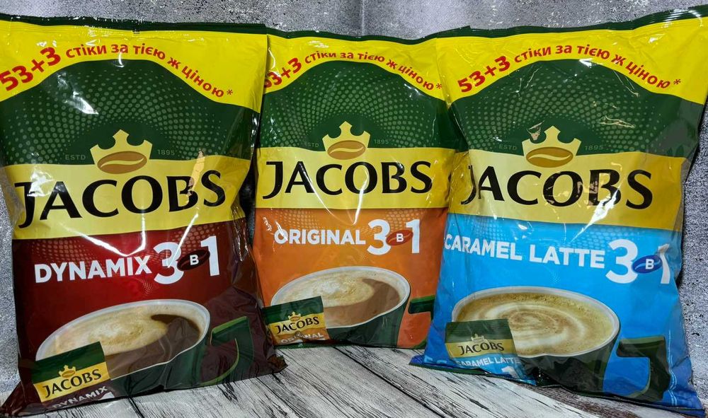 Кавовий напій Jacobs 3в1 три смаки 12 г*56 шт