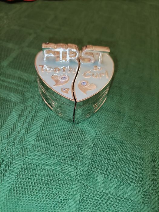 Prezent chrzest roczek Szkatułka pierwszy ząbek Silverplated