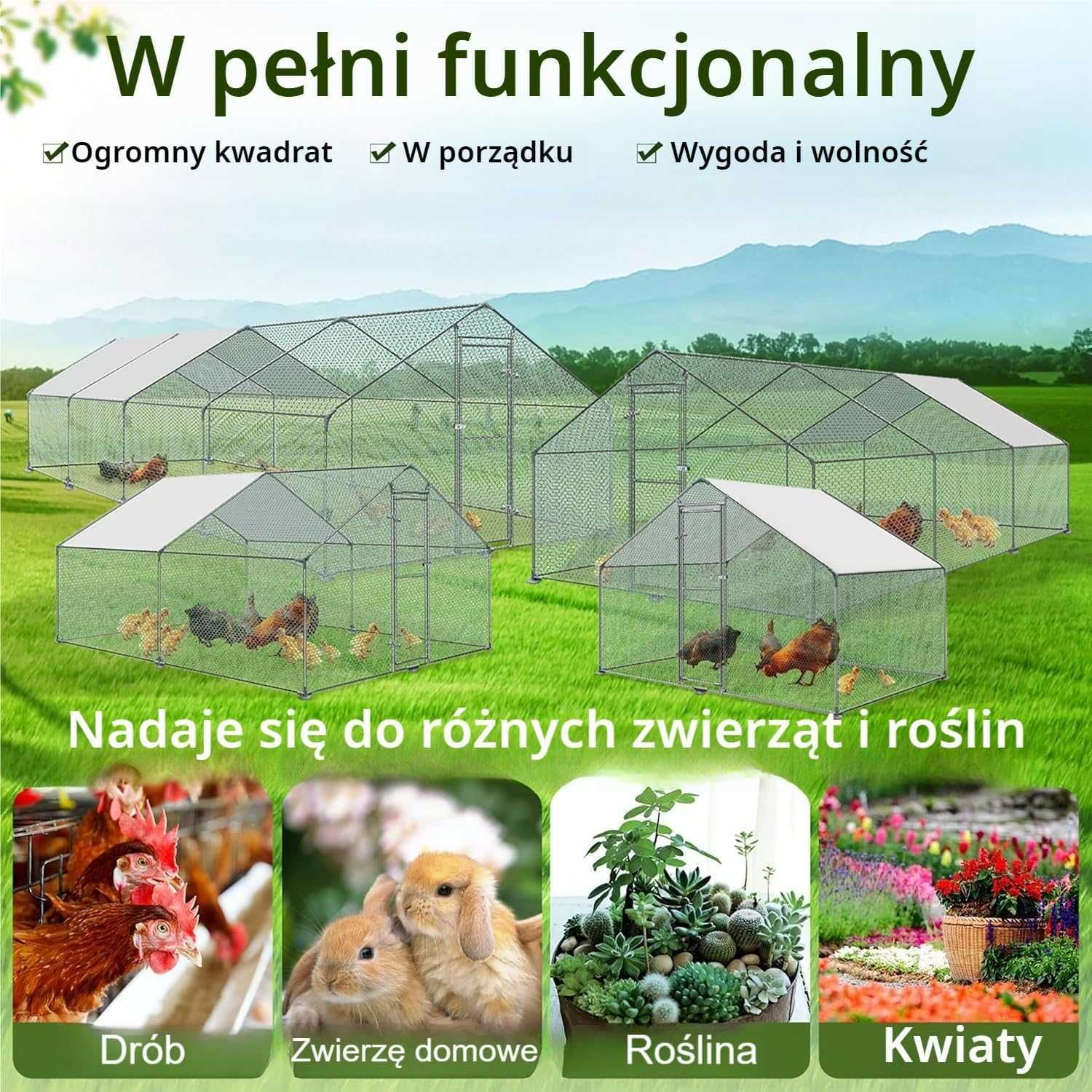 Woliera wybieg klatka dla kur kurnik kotów kojec gęsi kaczek królików
