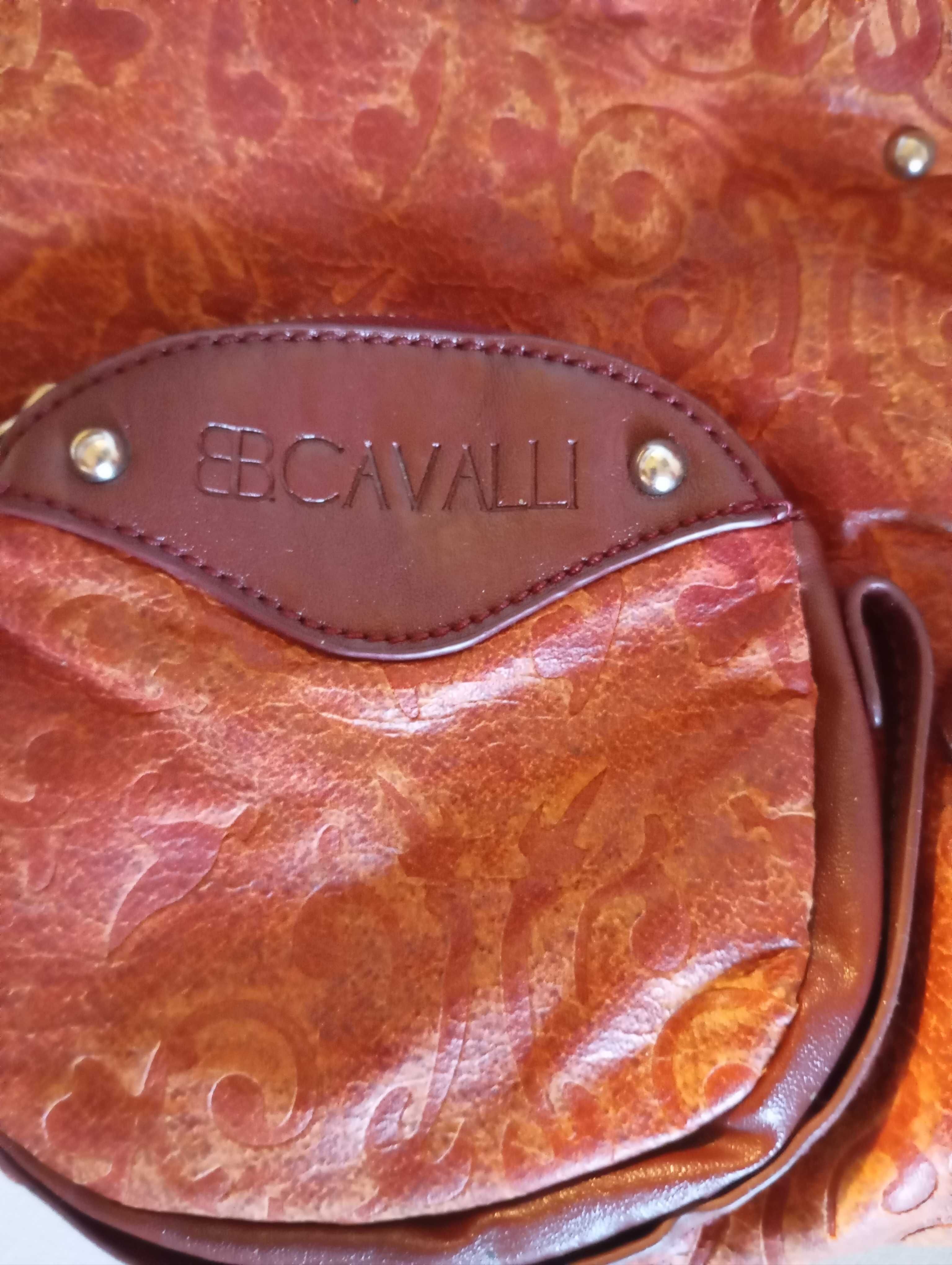 Оригинальная сумка хобо Cavalli 2 ремешка на плечо эко кожа ажур принт
