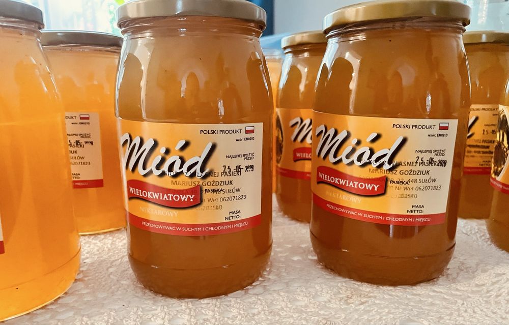 4 słoiki miodu wielokwiatowego