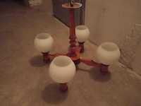 Lampa sufitowa, drewniana krzyżak vintage PRL