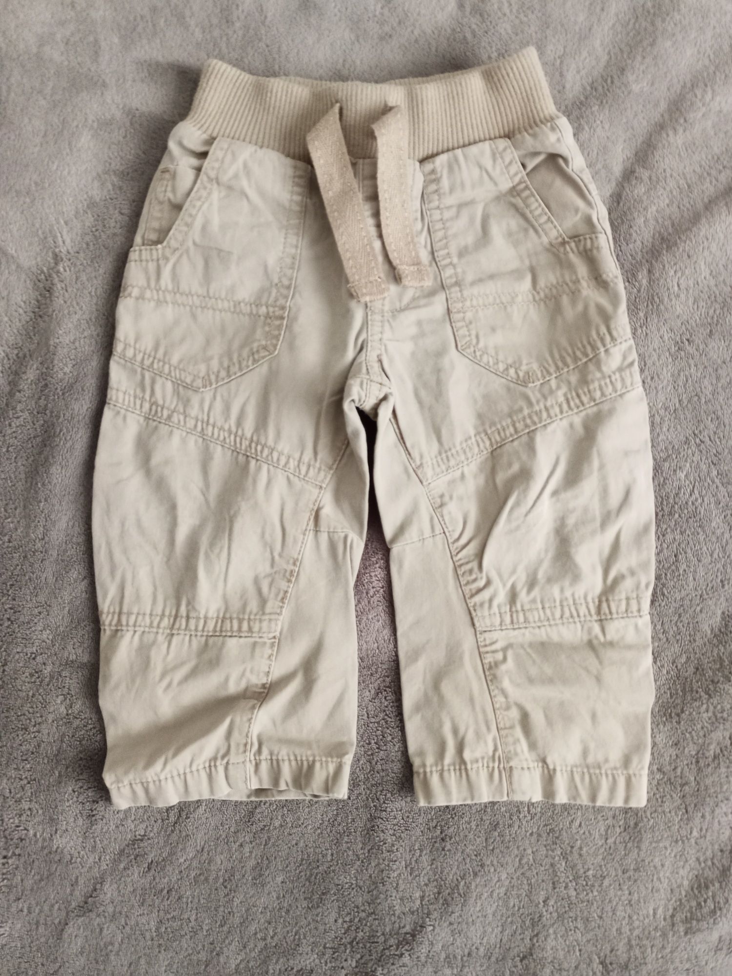 BEZ WAD Spodnie bojówki cargo 9-12 miesięcy 74-80cm George beżowe#1197