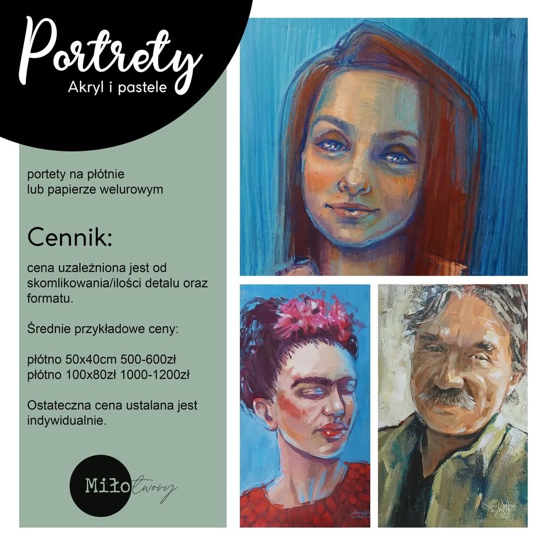 Portrety akryl lub pastele