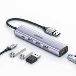 Ugreen adapter HUB USB 3.0 - 3 x USB/Ethernet RJ-45/USB C szary