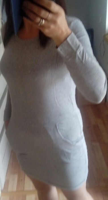 Szara wygodna sukienka bawełniana L 22zł