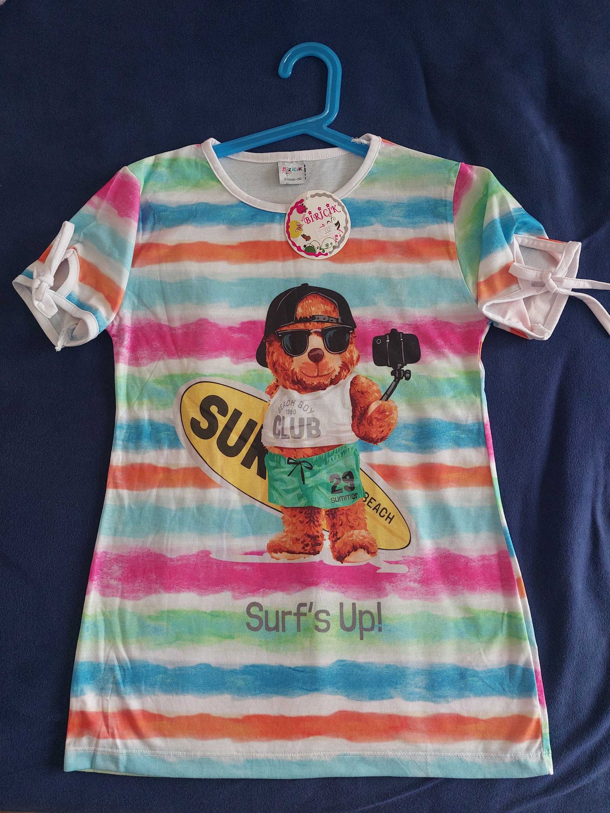 R.152 nowa sukienka letnia miś surfer
