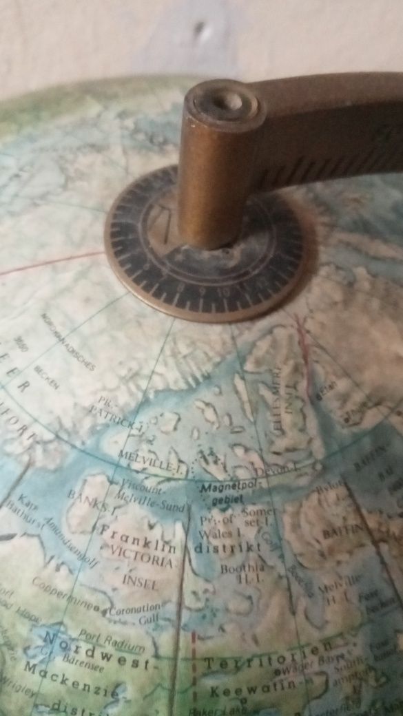 Stary globus sfera sygnowany Stare granicę Polski II RP podstawa metal