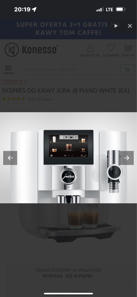 Jura J 8 EA Piano White 5 lat gwarancji